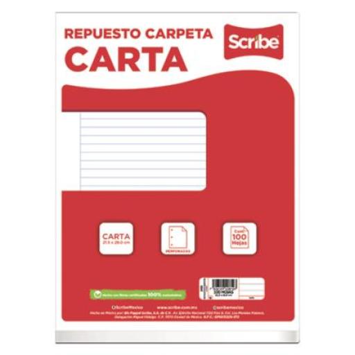 [SCRIBE_03400] Scribe Paquete de Hojas Scribe Tamaño Carta 100 Hojas