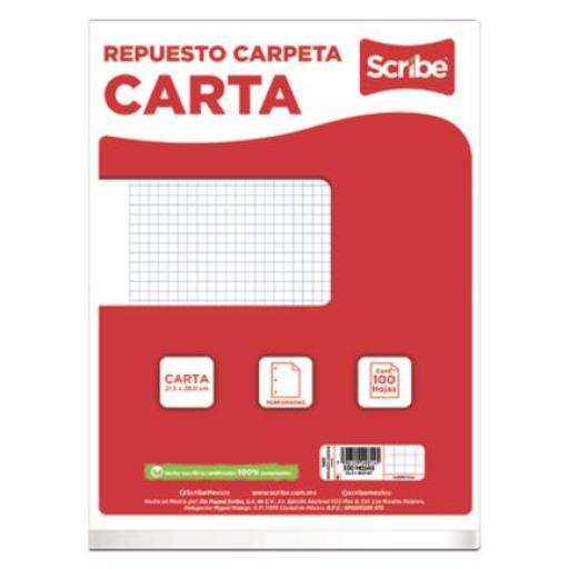 [SCRIBE_03402] Scribe Paquete de Hojas Scribe Tamaño Carta Cuadro Chico (C5) 100 Hojas