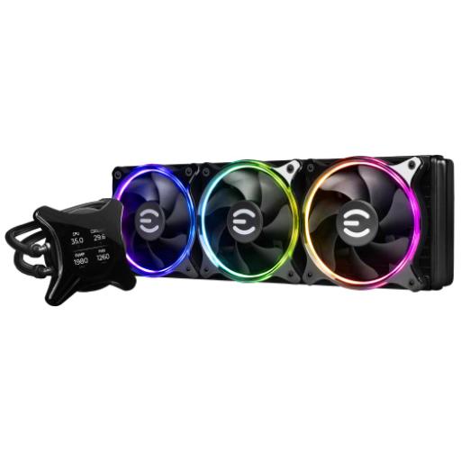 [EVGA_400-HY-CX36-V1] EVGA Enfriamiento Liquido para CPU EVGA CLCx AIO 360mm ARGB Display LCD Compatible S 1200 1700 AM4 AM5 Negro