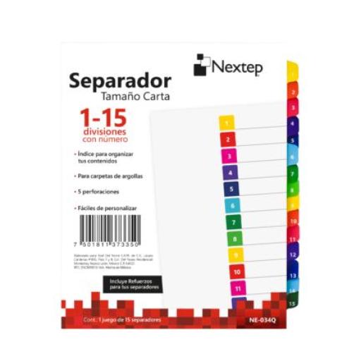[NEXTEP_NE-034Q] Nextep Separador Nextep Economico 15 Divisiones con Numero