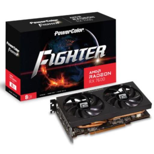 [AMD_RX 7600 8G-F] AMD Tarjeta de Video AMD PowerColor Fighter Radeon RX7600 8GB Dual Fan GDDR6 PCIe 4.0 128-bit 1xHDMI 3xDP