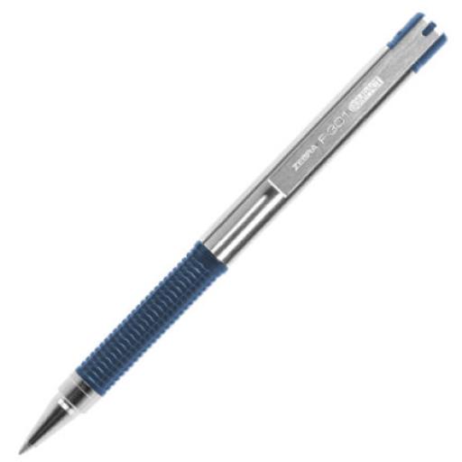 [ZEBRA_705AZLFNC012] Zebra Boligrafo F-301 compac grip azul punto fino tinta negra cuerpo de Acero inoxidable caja c/12