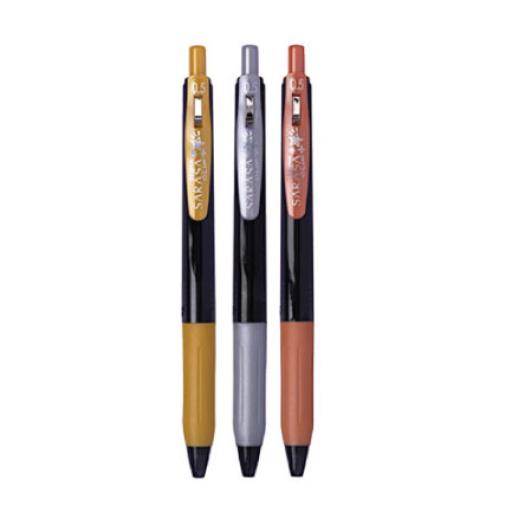 [ZEBRA_809MTLFNB003] Zebra Boigrafo Zebra decoshine retractil Punto fino 0.5 tinta gel colores surtidos metalicos caja c/3