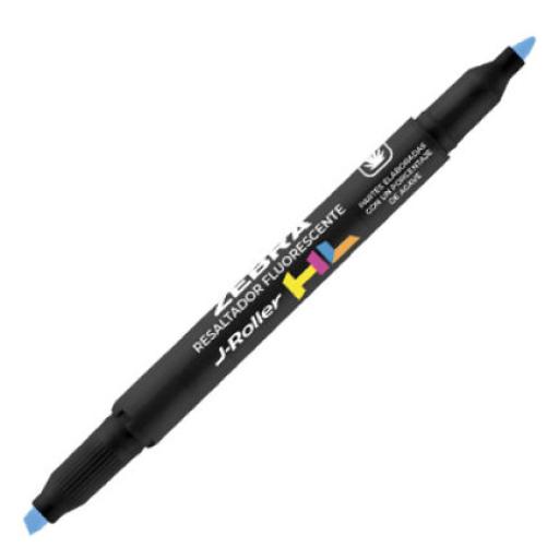 [ZEBRA_300AZLCNC012] Zebra Resaltador Zebra Jroller HL Doble punta color azul caja c/12