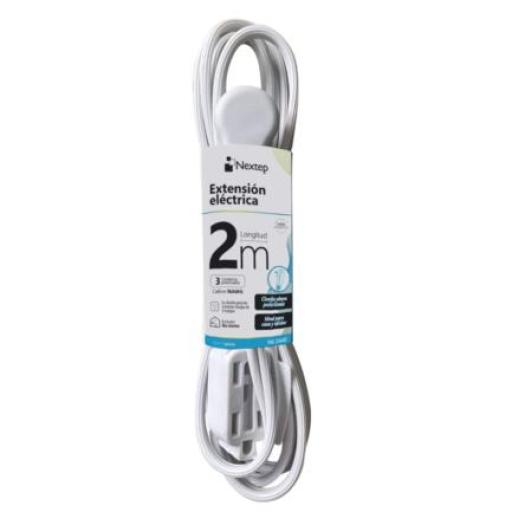 [NEXTEP_NE-244D] Nextep Extension Electrica Nextep para Casa/Oficina 16 AWG 2m Clavija Plana Blanca