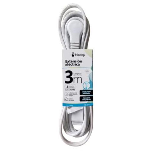 [NEXTEP_NE-244T] Nextep Extension Electrica Nextep para Casa/Oficina 16AWG 3m Clavija Plana Blanca