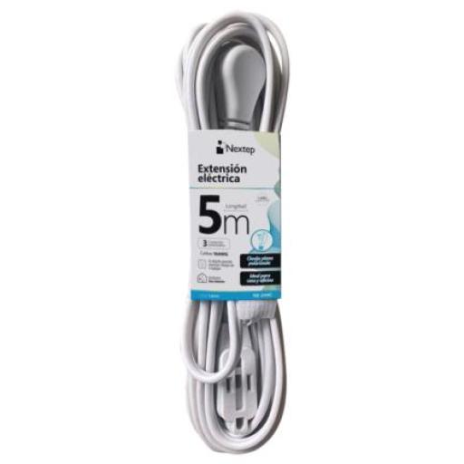 [NEXTEP_NE-244C] Nextep Extension electrica Nextep para Casa/Oficina 16 AWG 5m Clavija Plana Blanca