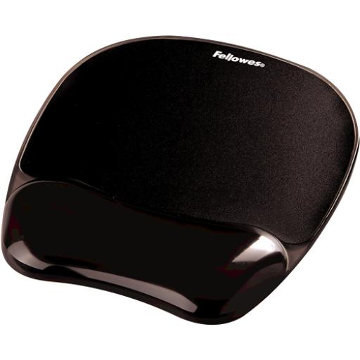 [FELLOWES_9112101] Fellowes Mouse Pad Fellowes con Reposamuñecas de Gel Crystal Color Negro