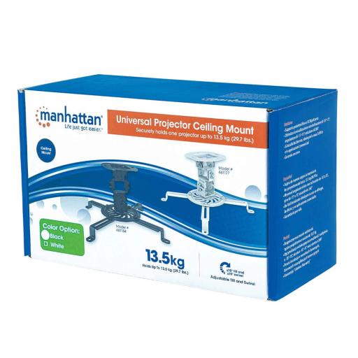 [MANHATTAN_461184] Manhattan SOPORTE PROYECTOR MANHATTAN P/TECHO HASTA 13.5kg, NEGRO 461184