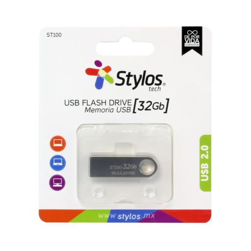 [STYLOS_STMUSB3B] Memoria USB Stylos STMUSB3B 32GB USB 2.0 Plata