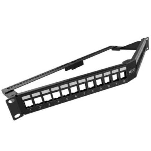 [NEXXTSOLUTIONS_AW192NXT12] Nexxt Solutions Panel de Conexion Red Nexxt Solutions para Rack Angulado Cat6A Modular 24 Puertos Blindado 1U Esmalte Negro