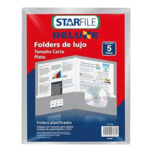 [STARFILE_PY1119] STARFILE FOLDER DELUXE PLASTIFICADO PLATA PAQ. C/5