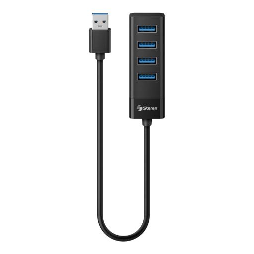 [STEREN_USB-5234] Steren Hub Steren USB 3.0 de 4 Puertos Cable 12.5cm Color Negro