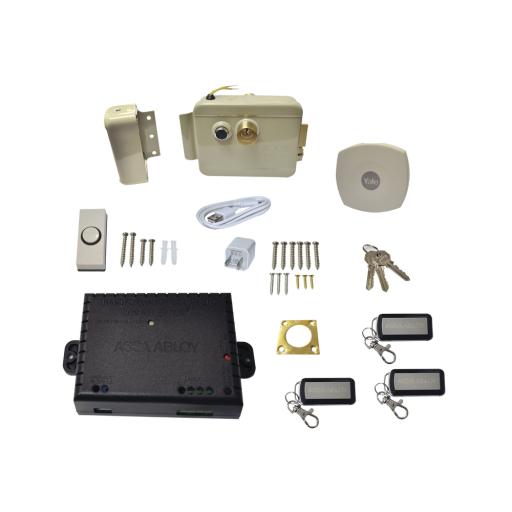 [ASSAABLOY_89371] Assa Abloy Kit Cerradura Eléctrica 321DC  Izquierda y Hub para Apertura a través de Smartphone,  Compatible con YALE CONNECT