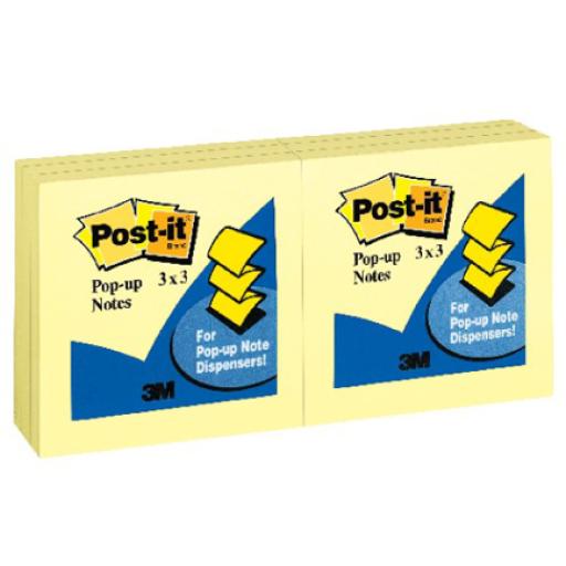 [3M_70007038519] 3M Notas Adhesivas 3M Post it Pop-Up Amarillas 3x3 Paquete C/6 Block