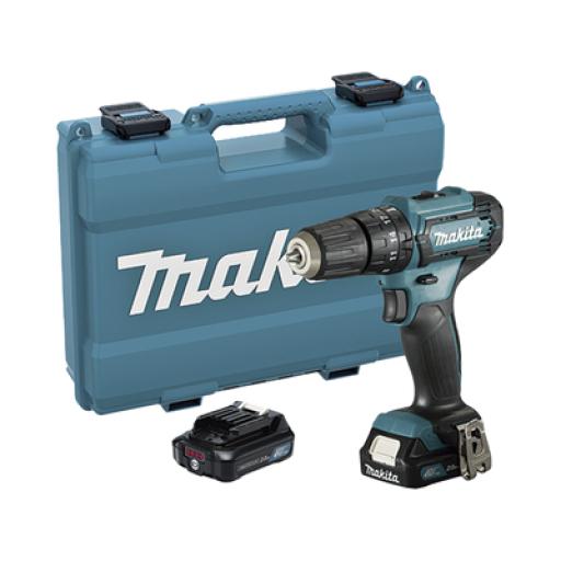 [MAKITA_HP-333-DSAE] Makita Rotomartillo/Taladro Inalámbrico (Broquero 3/8) de 1700 RPM, 12Vcd, Torque 28 N.m (Incluye 2 Baterías y Cargador Rápido). Maletín plástico.