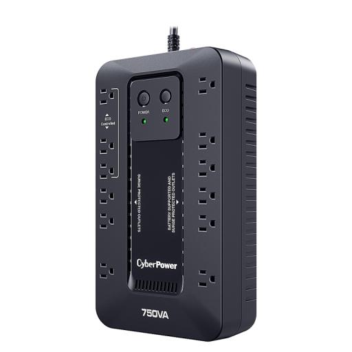 [CYBERPOWER_EC750G] CyberPower UPS de 750 VA/450 W, Topología Standby con Modo Ahorrador ECO, Entrada 120 Vca NEMA 5-15P, Con 12 Tomas NEMA 5-15R 