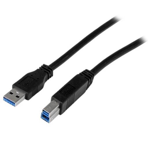 [STARTECH.COM_USB3CAB2M] StarTech.com Cable Certificado 2m USB 3.0 Super Speed USB B Macho a USB A Macho Adaptador para Impresora - Negro