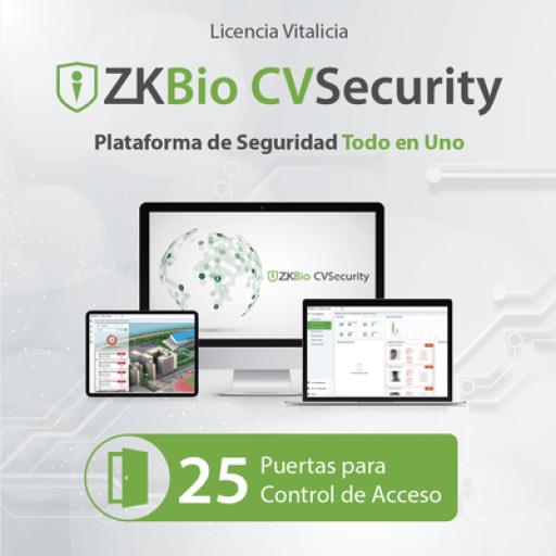 [ZKTECO_ZK-CV-AC-P25] Licencia para ZKBio CVsecurity permite gestionar hasta 25 puertas para control de acceso