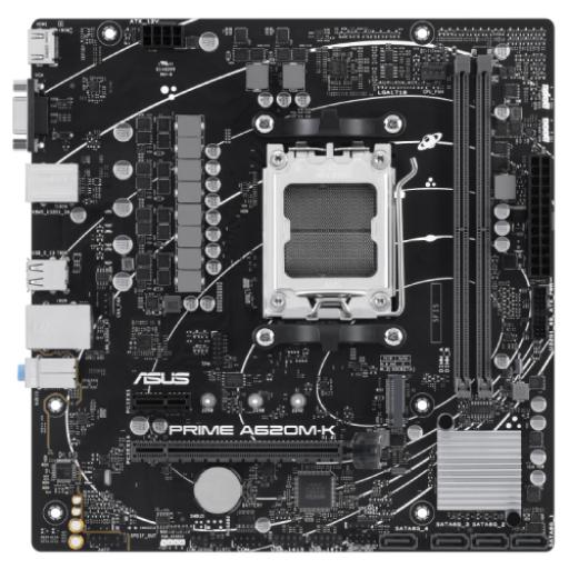[ASUS_PRIME A620M-K] ASUS Tarjeta Madre Asus PRIME A620M-K 2xDDR5 96GB 6400Mhz HDMI VGA PCIe 4.0 M.2 S AM5 Ryzen mATX