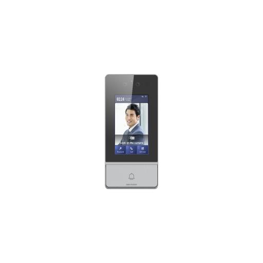 [HIKVISIONDIGITALTECHNOLOGY_DS-KV9503-WBE1] Hikvision Digital Technology Videoportero IP 2 Megapixel / Llamada y Apertura Remota desde App Hik-Connect / Reconocimiento Facial / Panel touch 4.3"/ Exterior IP65 + Antivandalico IK08 / Botón mecanico de llamada / PoE / 1 Departamento / Apertura con Tarjeta, Codigo PIN 