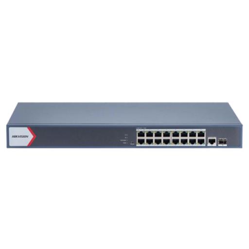 [HIKVISIONDIGITALTECHNOLOGY_DS-3E1518P-EI] Hikvision Digital Technology Switch Gigabit PoE+ / Administrable / 16 Puertos 1000 Mbps PoE+ / 1 Puerto 1000 Mbps de Uplink / 1 Puerto SFP /  Configuración Remota desde Hik-PartnerPro / Modo Extendido hasta 300 Metros / 130 Watts