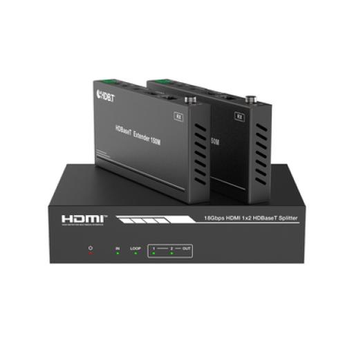 [EPCOM_EPP-SPB12H150] Epcom Splitter mas Extensor de Video | 1x2 | ProAV | HDBaseT™ | 120m en 4K@60Hz | 150m en 1080p@60Hz | Cat6/6a/7 | Gestión Avanzada EDID | Control IR y RS232 | PoC | Salida de Audio