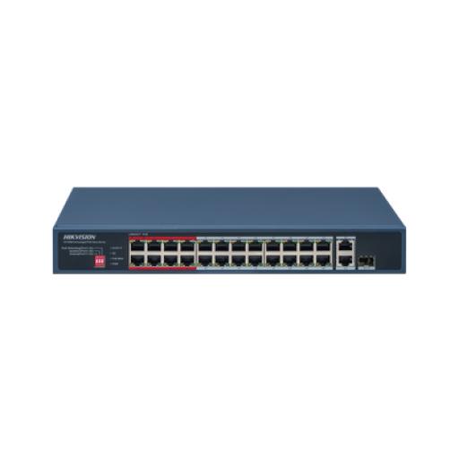 [HIKVISIONDIGITALTECHNOLOGY_DS-3E0326P-E/M(C)] Hikvision Digital Technology Switch PoE+ / No Administrable / 24 Puertos 10/100 Mbps PoE+ / 1 Puerto 10/100/1000 Mbps + 1 Puerto SFP Uplink / PoE hasta 250 metros / 230 W