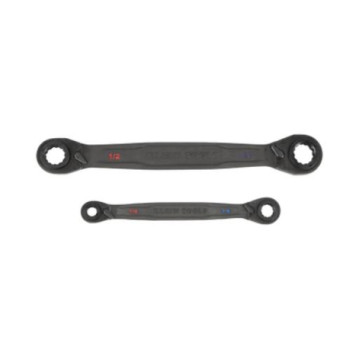 [KLEINTOOLS_68216] Klein Tools Juego de 2 llaves Estriadas de Matraca 4 en 1 con 8 Medidas Inglesas 1/2-5/8", 3/4-9/16", 1/4-3/8", 7/16-5/16"
