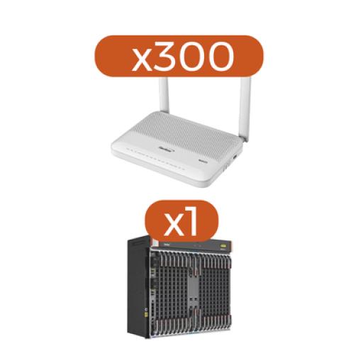 [FIBERHOME_AN1744F-KIT] FiberHome KIT 300 ONU GPON WiFi 6, Doble Banda 2.4/5 GHz , con 4 puertos Gigabit Ethernet + 2 POTS + 1 USB + 1 CATV (RF) + 1 OLT AN6000-17