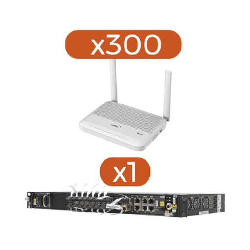 [FIBERHOME_AN1644F-KIT] FiberHome KIT 300 ONU GPON WiFi 6, Doble Banda 2.4/5 GHz , con 4 puertos Gigabit Ethernet + 2 POTS + 1 USB + 1 CATV (RF) + 1 OLT AN6001G16AC