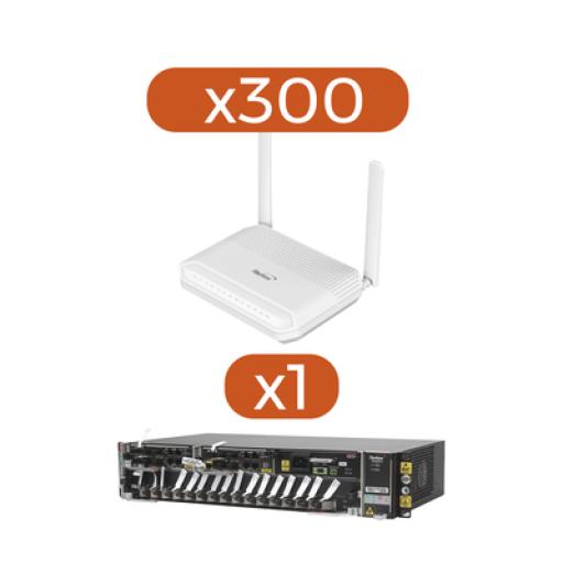 [FIBERHOME_AN0245F-KIT] FiberHome Kit 300 ONU´s GPON WiFi 6, 2.4/5 GHz, 4 puertos Gigabit + 1 POTS + 2 USB, conector SC/UPC + 1 OLT AN60002-AC
