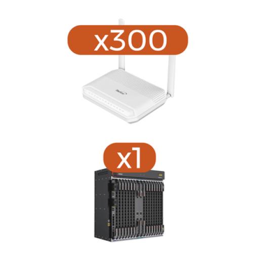 [FIBERHOME_AN1545F-KIT] FiberHome Kit 300 ONU´s GPON WiFi 6, 2.4/5 GHz, 4 puertos Gigabit + 1 POTS + 2 USB, conector SC/UPC + 1 OLT AN6000-15