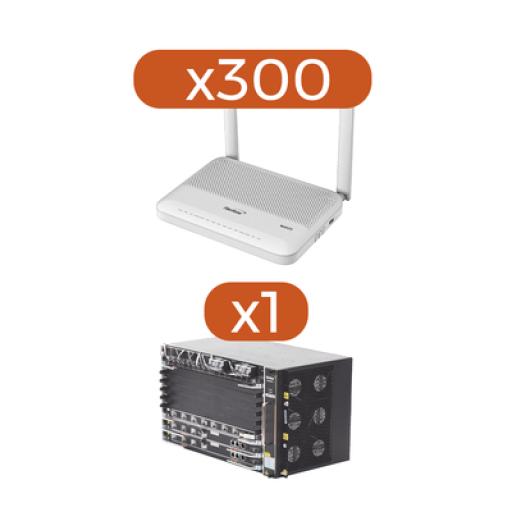 [FIBERHOME_AN0744F-KIT] FiberHome KIT 300 ONU´s HG6144F GPON WiFi 6, Doble Banda 2.4/5 GHz , con 4 puertos Gigabit Ethernet + 2 POTS + 1 USB + 1 CATV (RF) + 1 OLT AN6000-7