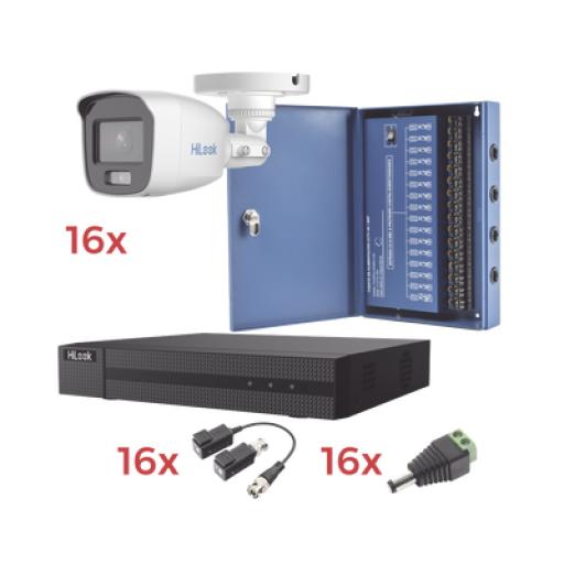[EPCOM_HL1080PL/16BCA] Epcom Kit TurboHD 1080p Lite / DVR 16 Canales / 16 Cámaras Bala Exterior ( 2.8mm) con ColorVu + Micrófono Integado / Transceptores / Conectores / Fuente de Poder Profesional