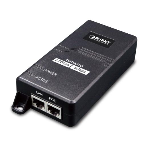 [PLANET_POE-165] Planet Inyector PoE 802.3 af/at, Hasta 30 W, con Puertos de 10/100/1000Mbps/ 2.5 Gbps/5 Gbps
