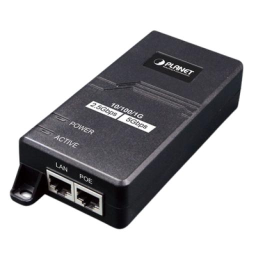 [PLANET_POE-165] Planet Inyector PoE 802.3 af/at, Hasta 30 W, con Puertos de 10/100/1000Mbps/ 2.5 Gbps/5 Gbps