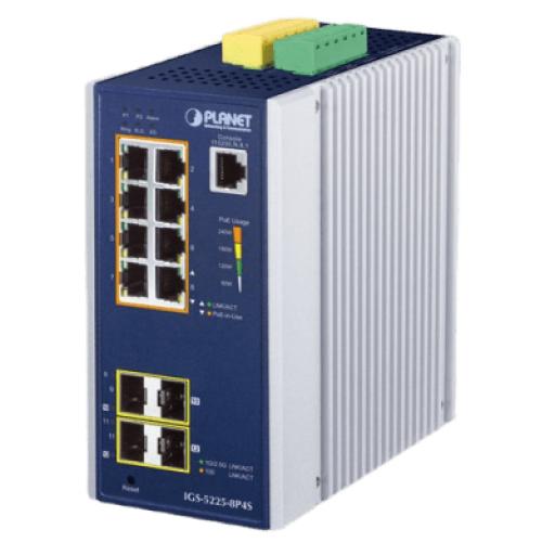 [PLANET_IGS-5225-8P4S] Planet Switch Industrial administrable L2+  8 puertos Gigabit con PoE+ 802.3at y 4 puertos SFP