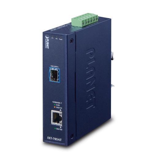 [PLANET_IXT-705AT] Planet Convertidor de Medios Industrial Ethernet RJ45 10G/5G/2.5G/1G/100M a SFP+ 10GBASE-X
