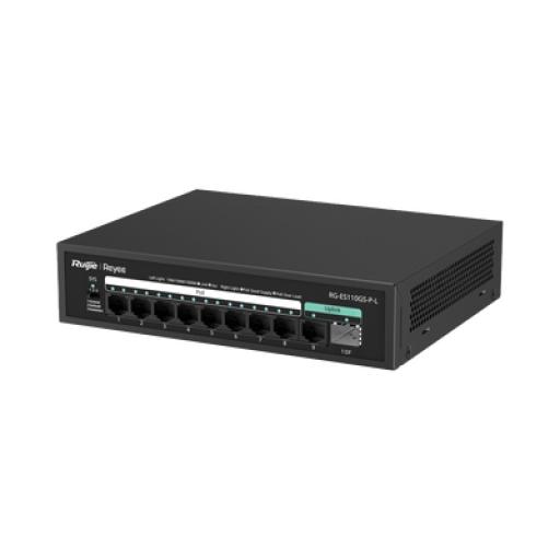 [RUIJIE_RG-ES110GS-P-L] RUIJIE Switch PoE, no administrable, con 10 puertos 10/100/1000 Mbps Monitorearle en la Nube