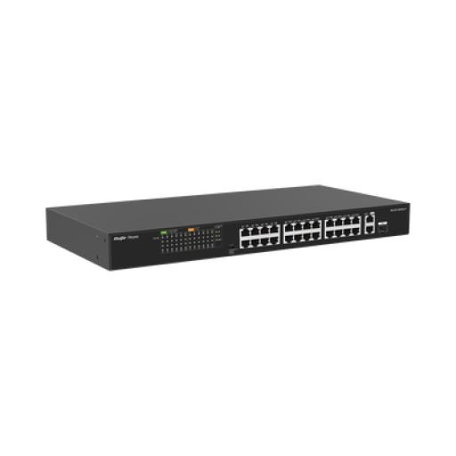 [RUIJIE_RG-ES126FGS-P] RUIJIE Switch PoE, no administrable de 2 puertos Gigabit y 24 puertos 10/100 Mbps, Monitoreable en la Nube