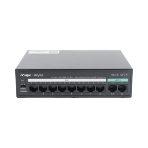 [RUIJIE_RG-ES110FG-P] RUIJIE Switch PoE no administrado de 2 puertos Gigabit y 8 puertos 10/100 Mbps