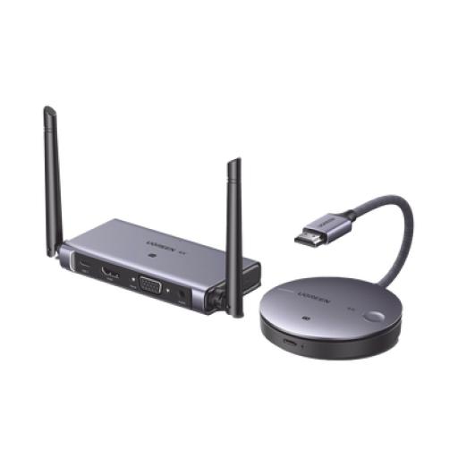 [UGREEN_90909] Ugreen Transmisor y Receptor Inalámbrico HDMI | 50m | Salida HDMI y VGA (Simultanea) | Audio 3.5mm | Efecto 3D | Luz Indicadora LED | Clic and Go | Señal Estable | Amplia Compatibilidad | Conecta con un Clic.