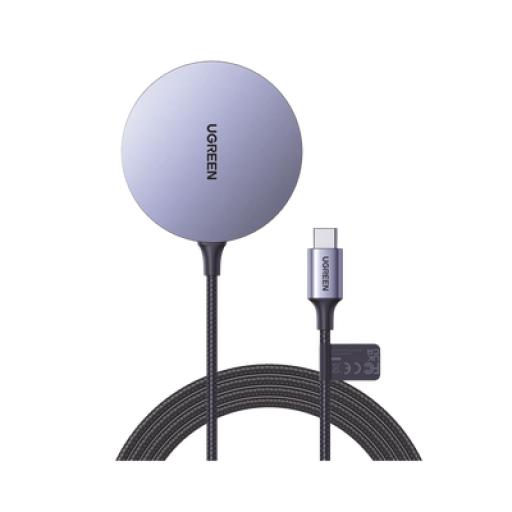 [UGREEN_30233] Ugreen Cargador Inalámbrico Magnético | 15W | Tecnología Magsafe | Qi | Certificado MFM | Modulo de Carga Original | Carga Rápida | Fuerte Absorción Magnética | Cable de Nylon Trenzado | 1.5 metros | Multi Protecci&oacut