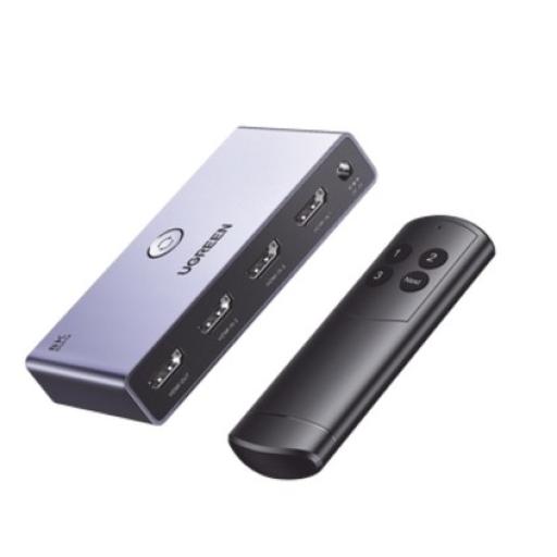[UGREEN_15604] Ugreen Switch (Splitter) 8K HDMI 2.1 / 3 entradas 1 Salida / Incluye Control Remoto / Soporta 8K@60Hz 4K@120Hz 4K@60Hz 3D / HDR / HDCP 2.3 / Carcasa de Aluminio.