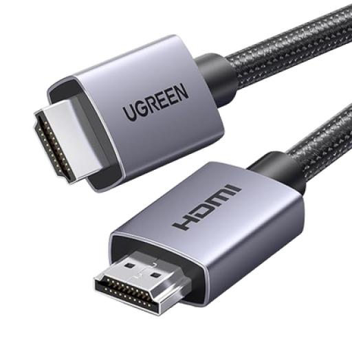 [UGREEN_25300] Ugreen Cable HDMI 2.0 de Nylon Trenzado | 3 metros | 4K@60Hz | ARC | Dolby ATMOS | Verdadero HD | DTS HD | HDR | Inversivo 3D | 3 modos de visualización | 3 Capas de Protección + 4 de Blindaje | Niquelado | Carcasa de Aluminio.
