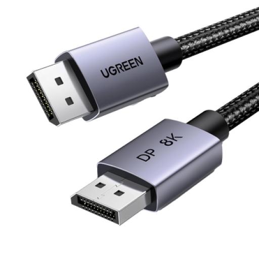 [UGREEN_25906] Ugreen Cable DisplayPort 1.4 | 3 metros | Resolución 8K@60Hz | Blindaje interno Múltiple | 3D/HDR+/HDCP | 32.4 Gbps | FreeSync G-Sync | Certificado VESA | Núcleo de Cobre Estañado | Malla de Nylon | Carcasa de Aluminio.