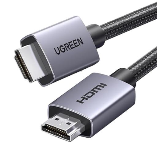 [UGREEN_25299] Ugreen Cable HDMI 2.0 de Nylon Trenzado | 2 metros | 4K@60Hz | ARC | Dolby ATMOS | True HD | DTS HD | HDR | 3D Inversivo  | 3 modos de Visualización | 3 Capas de Protección + 4 de Blindaje | Niquelado | Carcasa de Aluminio.