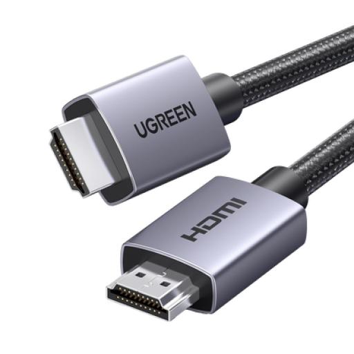 [UGREEN_25297] Ugreen Cable HDMI 2.0 de Nylon Trenzado | 1 m | 4K@60Hz | ARC | Dolby ATMOS | True HD | DTS HD | HDR | 3D Inversivo  | 3 modos de Visualización | 3 Capas de Protección + 4 de Blindaje | Niquelado | Carcasa de Aluminio.