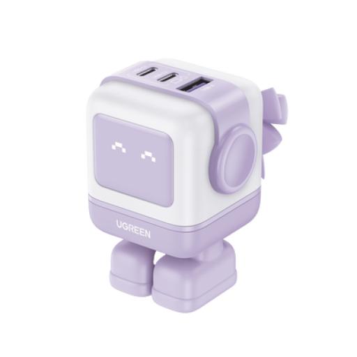 [UGREEN_35314] Ugreen Cargador RobotGaN de 65W Serie Nexode | 3 Puertos de Carga Rápida | 2 USB-C | 1 USB-A | PD 3.0 | QC 4.0 | Carga Inteligente | Tecnología GaN II | Zapato Magnético Extraíble | Carcasa Ignifuga | Pantalla LED. 